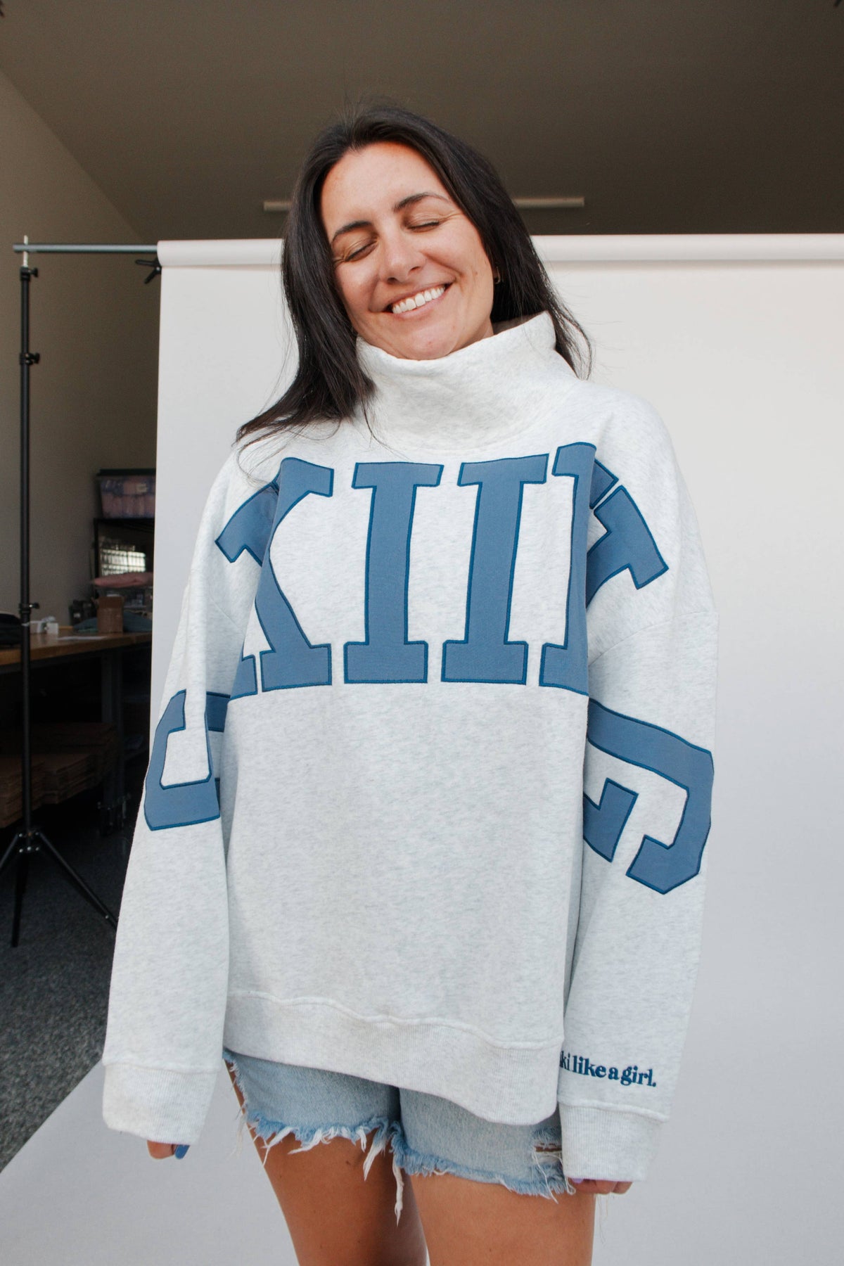 Ski Like a Girl - SKIING Mock Neck Fleece Sweater