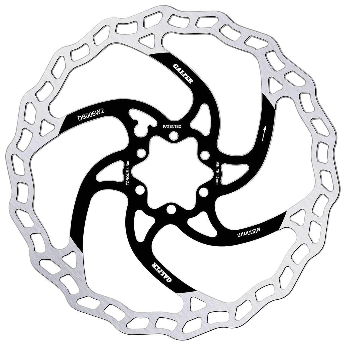 Galfer 200mm Rotor 6-Bolt 2.0mm Black/Silver