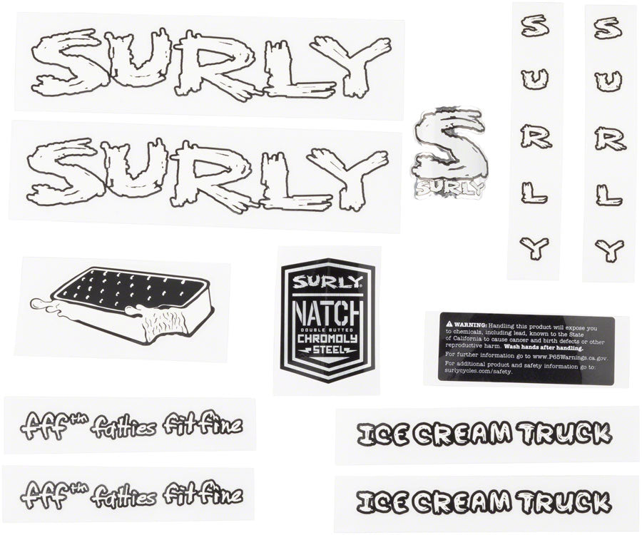 Surly Ice Cream Truck Frame Decal Set - White with Ice Cream Sandwich
