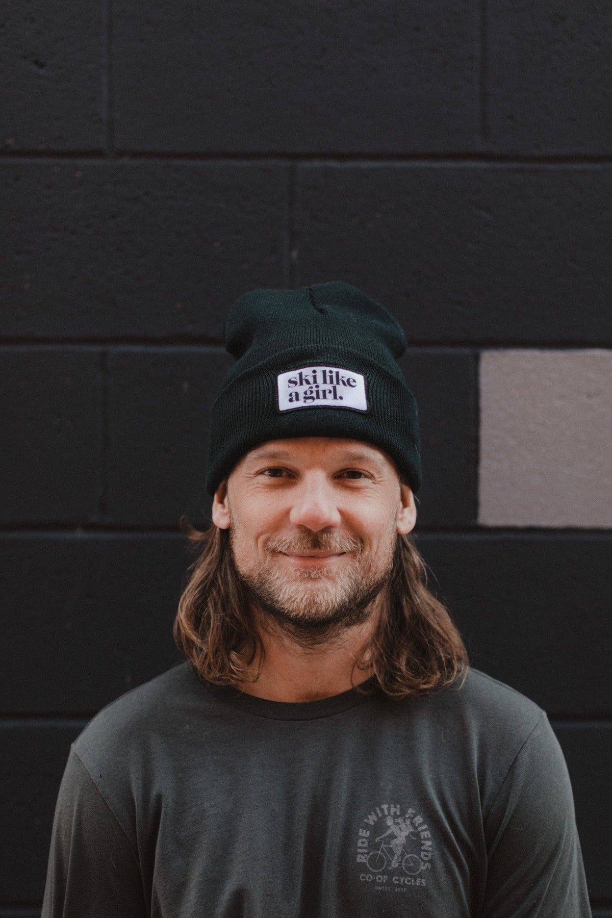 Ski Like a Girl - Ski Like a Girl Black Beanie with Patch