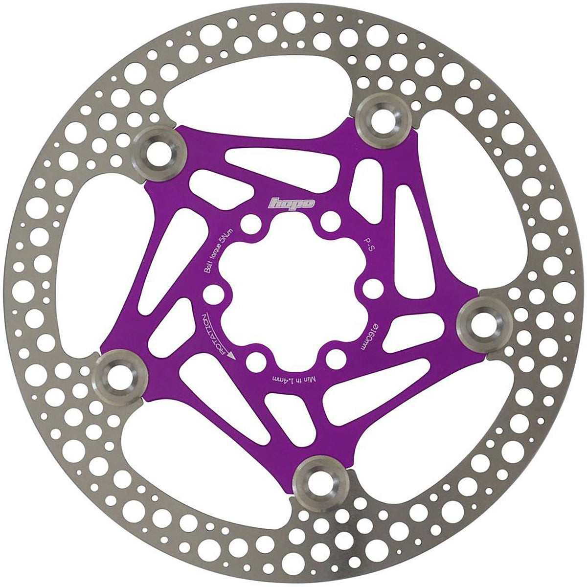 Hope Floating Road Disc Brake Rotor - 160mm 6-Bolt Purple