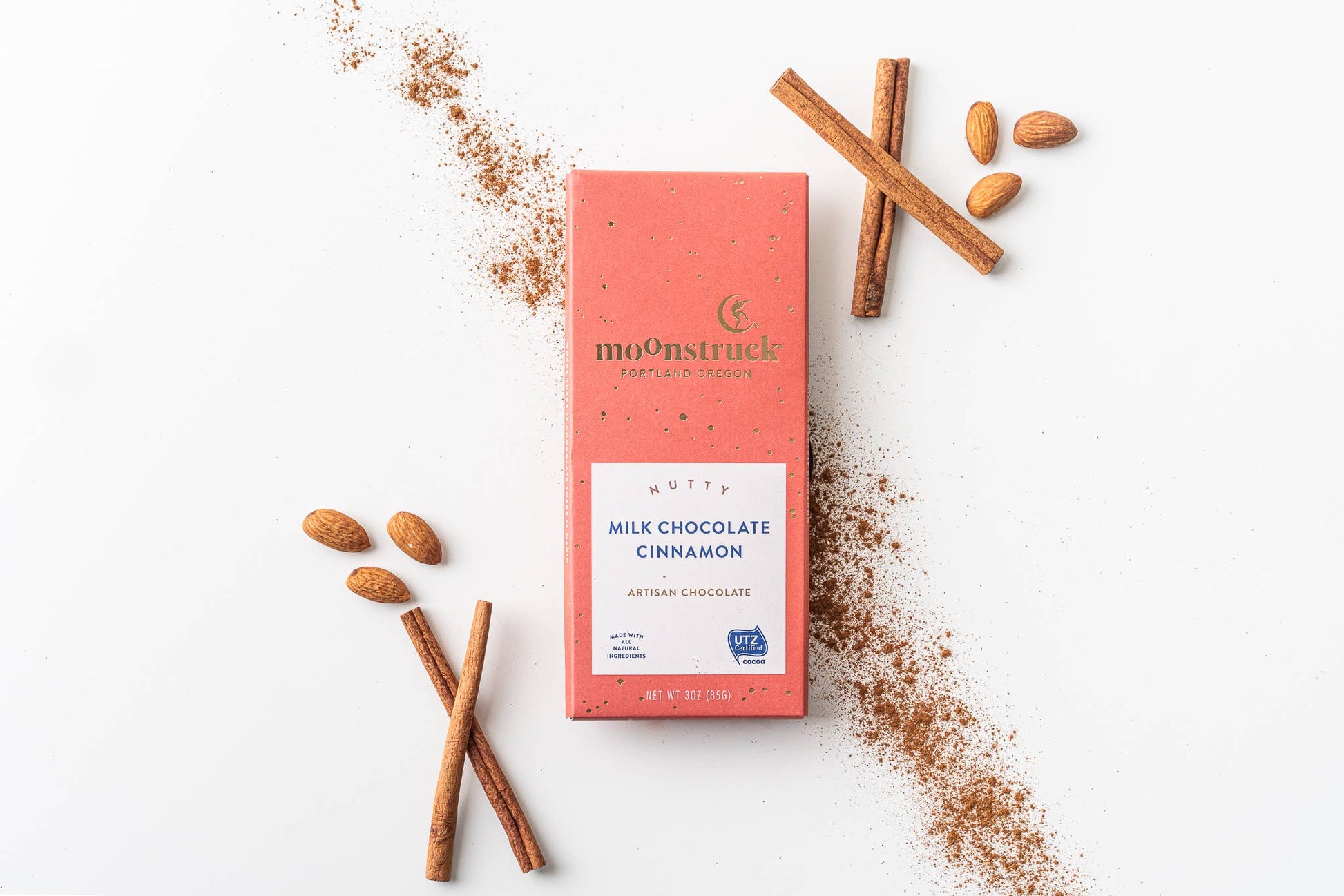 Moonstruck Chocolate Co - Nutty Milk Chocolate Cinnamon Bar-Goodwynn'sGoodwynn's