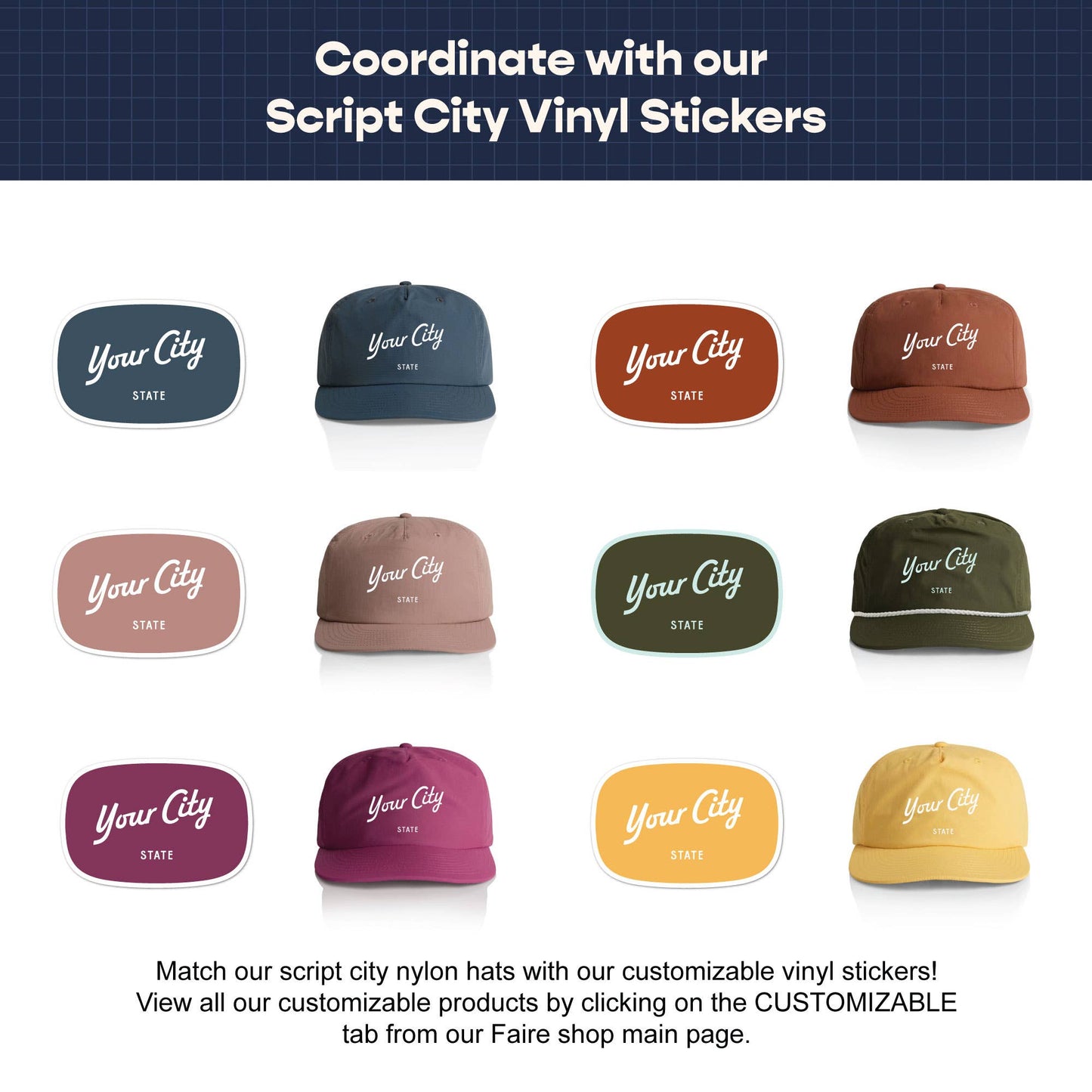 Endless August Supply Co. - Custom Nylon Hat | Script City Customizable Hat | Name Drop
