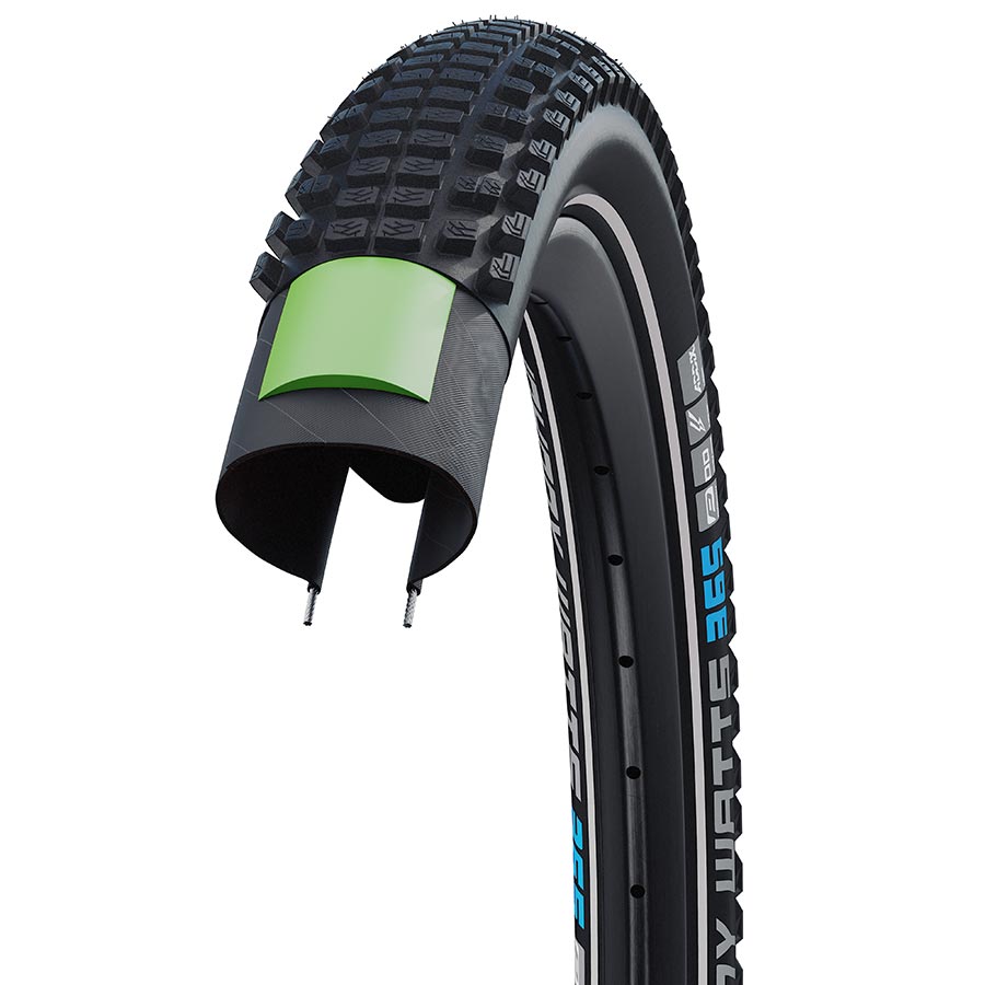 Schwalbe Johnny Watts Mountain Tire 27.''x2.35 Wire Clincher Addix 4season DD GreenGuard 67TPI Black-Goodwynn'sGoodwynn's
