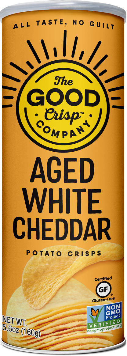 The Good Crisp Company - Aged White Cheddar Chips - 5.6oz Cans (Case of 8)
