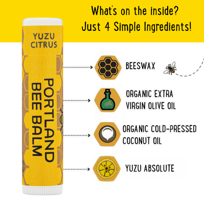 Portland Bee Balm - Yuzu Citrus Beeswax Lip Balm Display – 24-Count