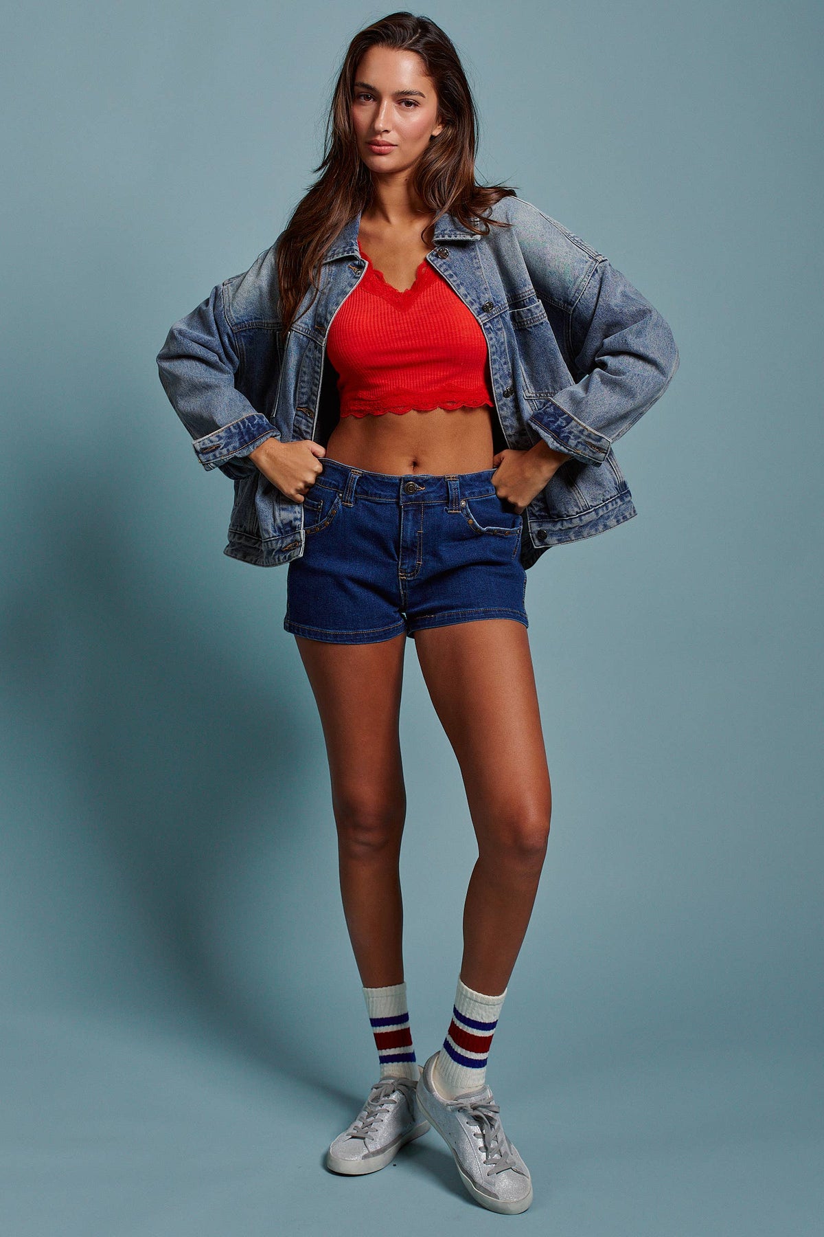 Urban Daizy - Oversized Button Up Pleated Back Western Jacket
