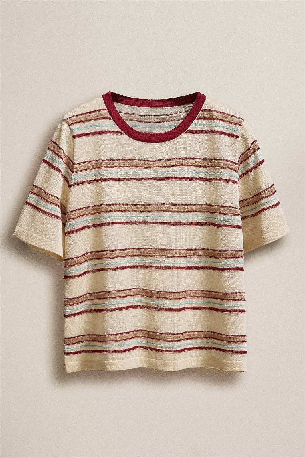 Urban Daizy - Striped Knit Ringer Tee With Crew Neck-Goodwynn'sGoodwynn's