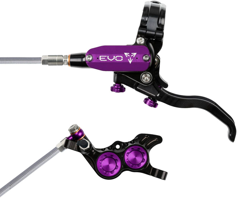 Hope EVO GR4 Disc Brake Lever Set - Left Hand Post Mount 4-Piston Braided Hydraulic Hose BLK/Purple-Goodwynn'sGoodwynn's