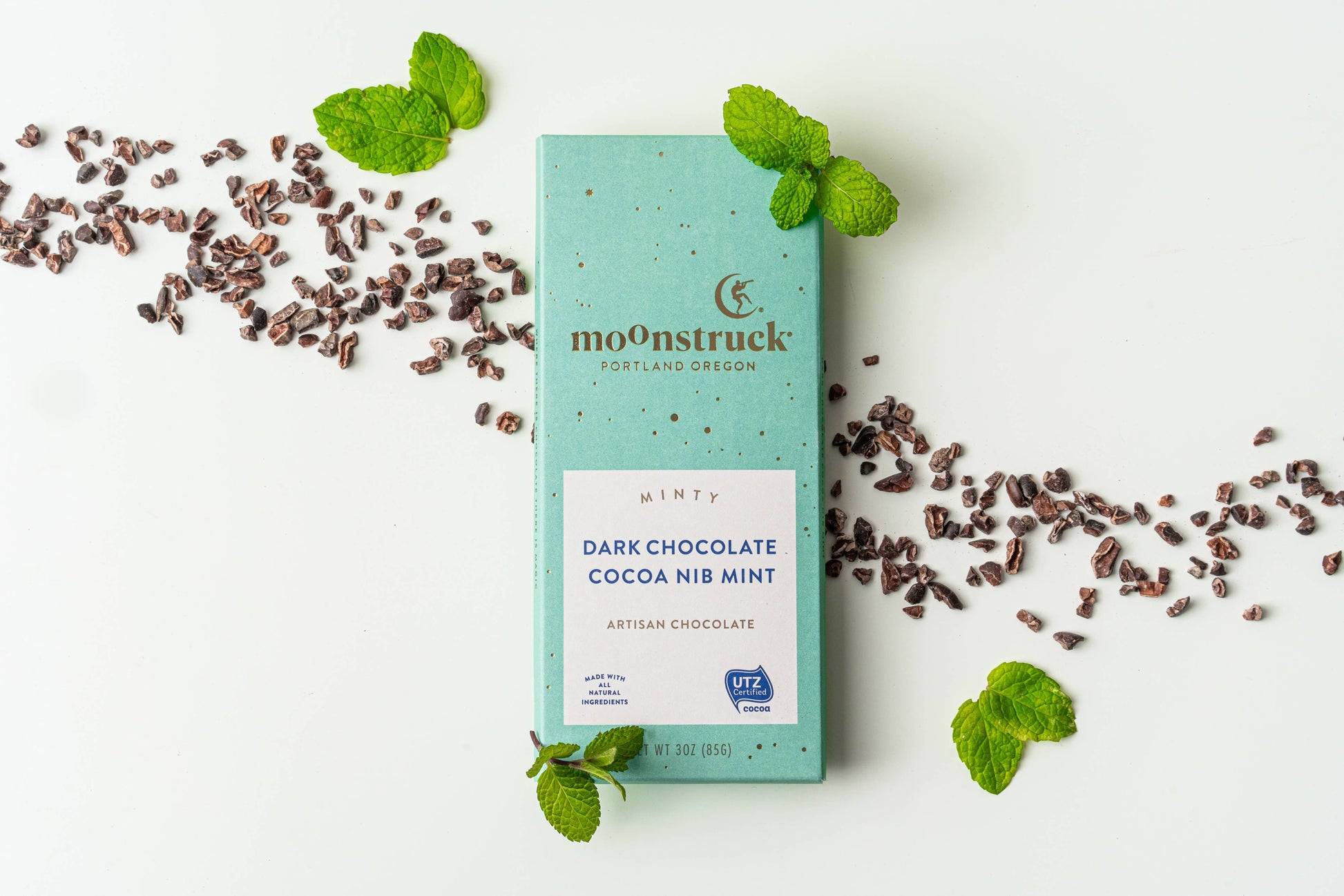 Moonstruck Chocolate Co - Minty Dark Chocolate Bar-Goodwynn'sGoodwynn's