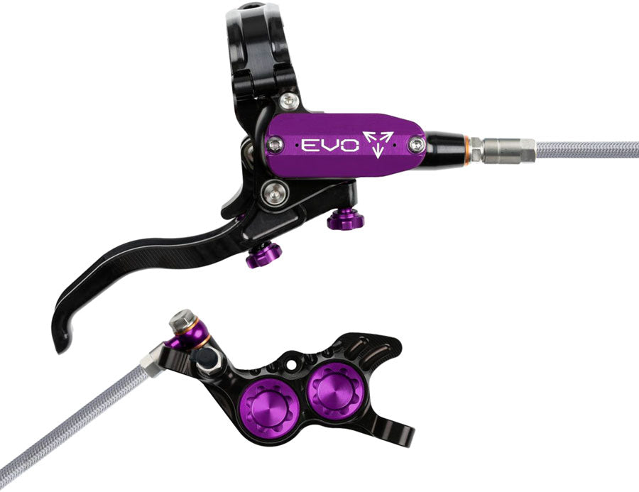 Hope EVO GR4 Disc Brake Lever Set - Right Hand Post Mount 4-Piston Braided Hydraulic Hose BLK/Purple-Goodwynn'sGoodwynn's