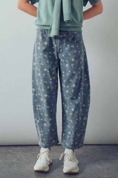 Urban Daizy - Floral Print Relaxed Fit Denim Pants