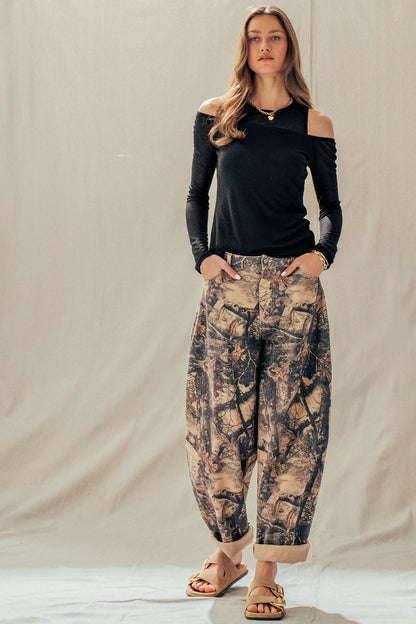 Urban Daizy - Camo Print Cotton Balloon Pants