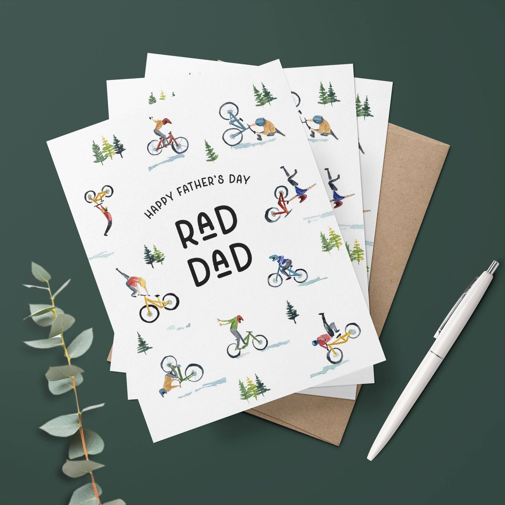 Watercolor Wednesday | Adventure Art & Stationery - Rad Dad | Watercolor Mountain Biker Father's Day Card-Goodwynn'sGoodwynn's