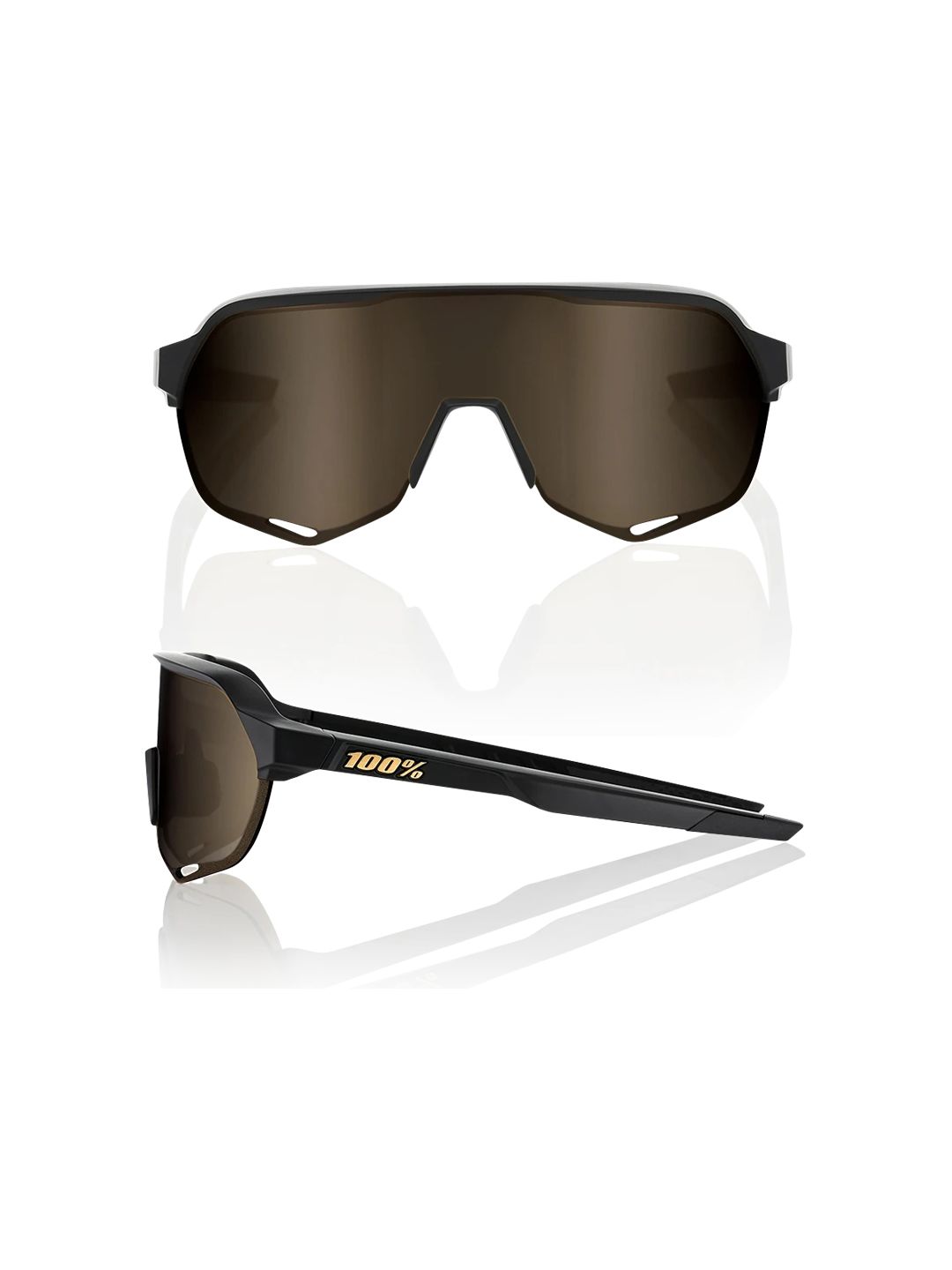 Eyewear 100% S2 Sunglasses Gold Frame Black Lens-Goodwynn'sGoodwynn's