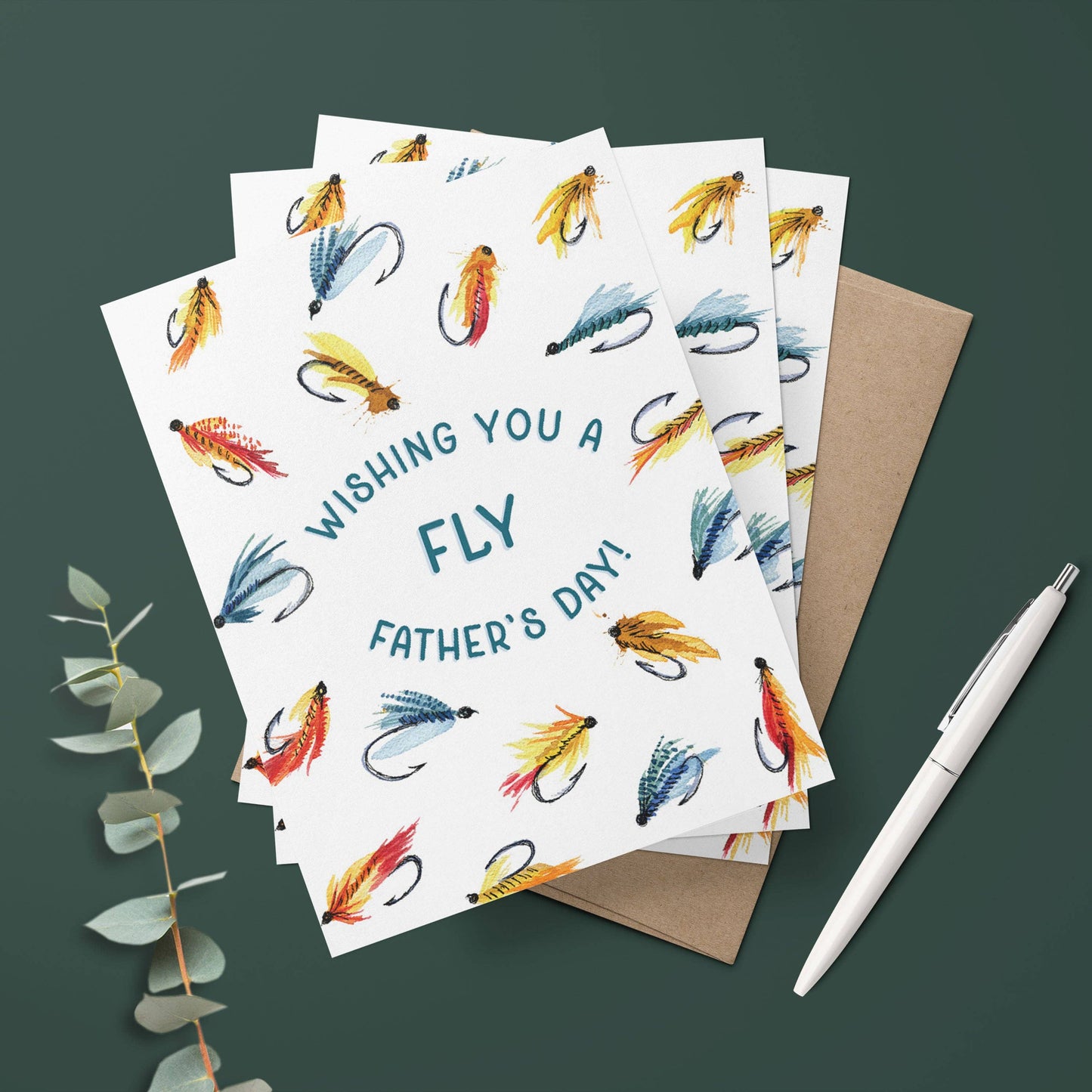 Watercolor Wednesday | Adventure Art & Stationery - Fly Fishing | Watercolor Father's Day Greeting Card