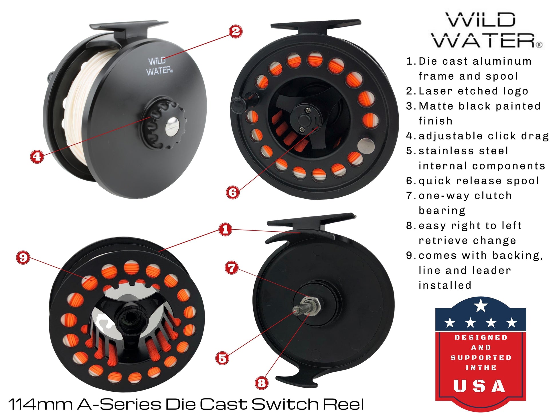Wild Water Die Cast 114mm Fly Reel for Spey, Switch or Saltwater, 400 grain line-Goodwynn'sGoodwynn's