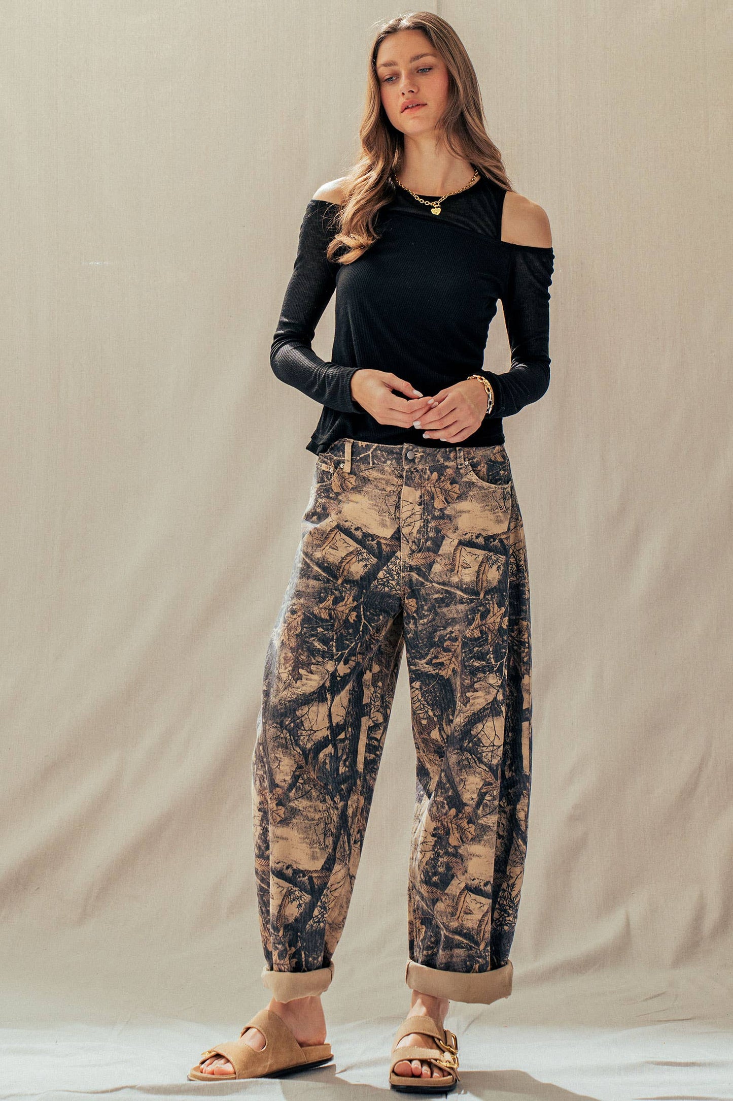 Urban Daizy - Camo Print Cotton Balloon Pants