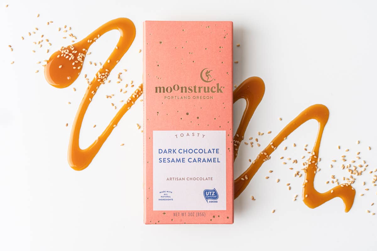 Moonstruck Chocolate Co - Toasty Sesame Caramel Chocolate Bar-Goodwynn'sGoodwynn's