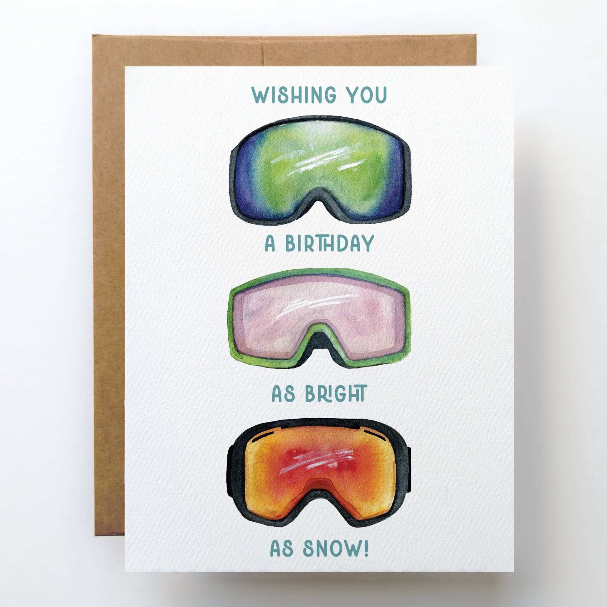 Watercolor Wednesday | Adventure Art & Stationery - Ski Birthday Card | Snowboard Skiing Goggle Design-Goodwynn'sGoodwynn's