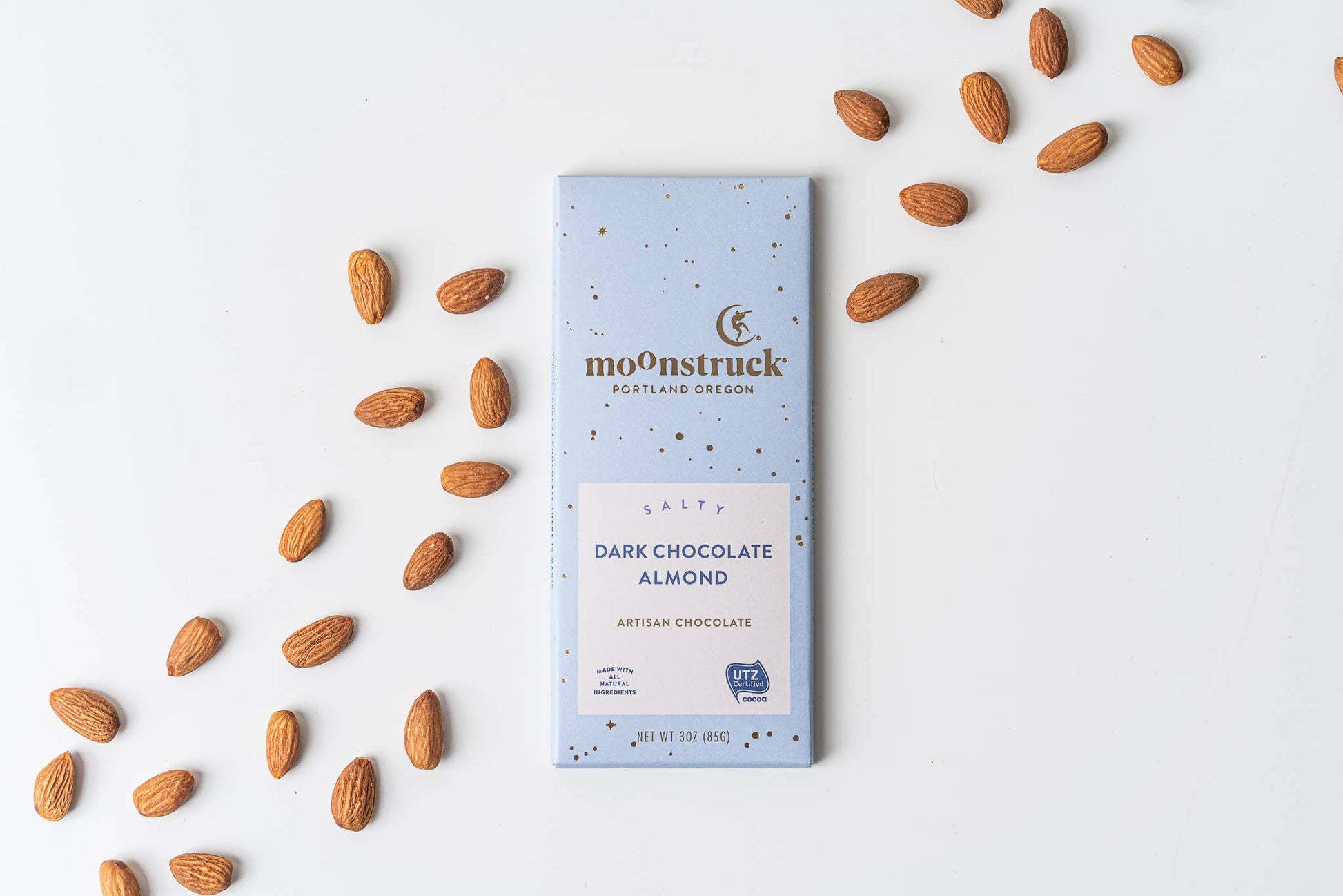 Moonstruck Chocolate Co - Salty Dark Sea Salt Almond Bar-Goodwynn'sGoodwynn's
