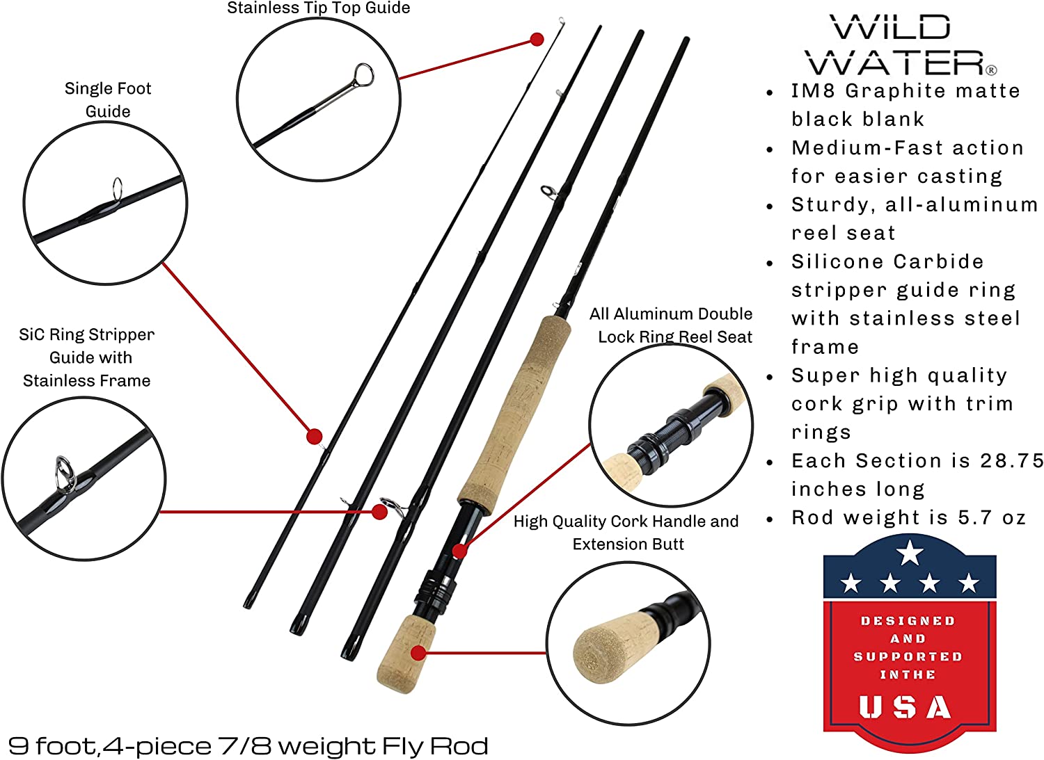 Wild Water Fly Fishing Kit, 9' 7/8 Weight Rod and CNC Reel Package-Goodwynn'sGoodwynn's