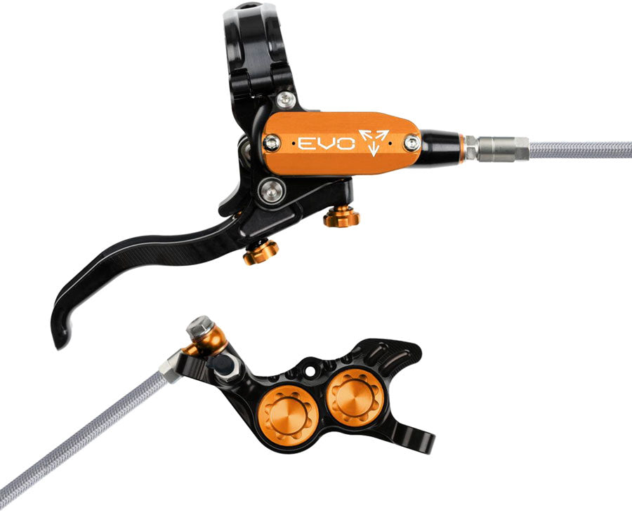 Hope EVO GR4 Disc Brake Lever Set - Right Hand Post Mount 4-Piston Braided Hydraulic Hose BLK/Orange-Goodwynn'sGoodwynn's