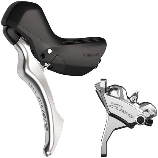 Shimano CUES BL-U6030L/BR-U6030F Disc Brake Lever - Front Hydraulic Flat Mount Resin Pads Silver-Goodwynn's