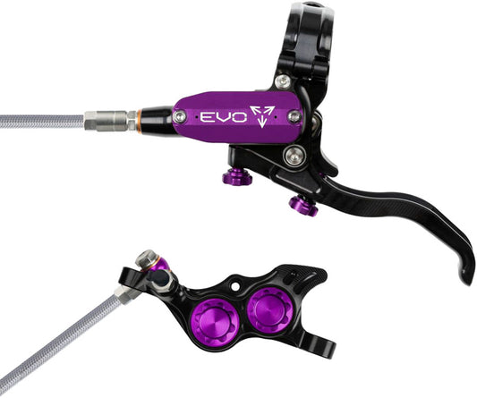 Hope EVO TR4 Disc Brake Lever Set - Left Hand Post Mount 4-Piston Braided Hydraulic Hose BLK/Purple-Goodwynn's