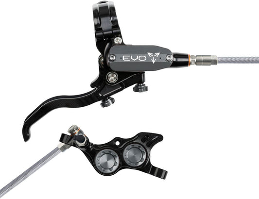 Hope EVO TR4 Disc Brake Lever Set - Right Hand Post Mount 4-Piston Braided Hydraulic Hose BLK/Smoke-Goodwynn's