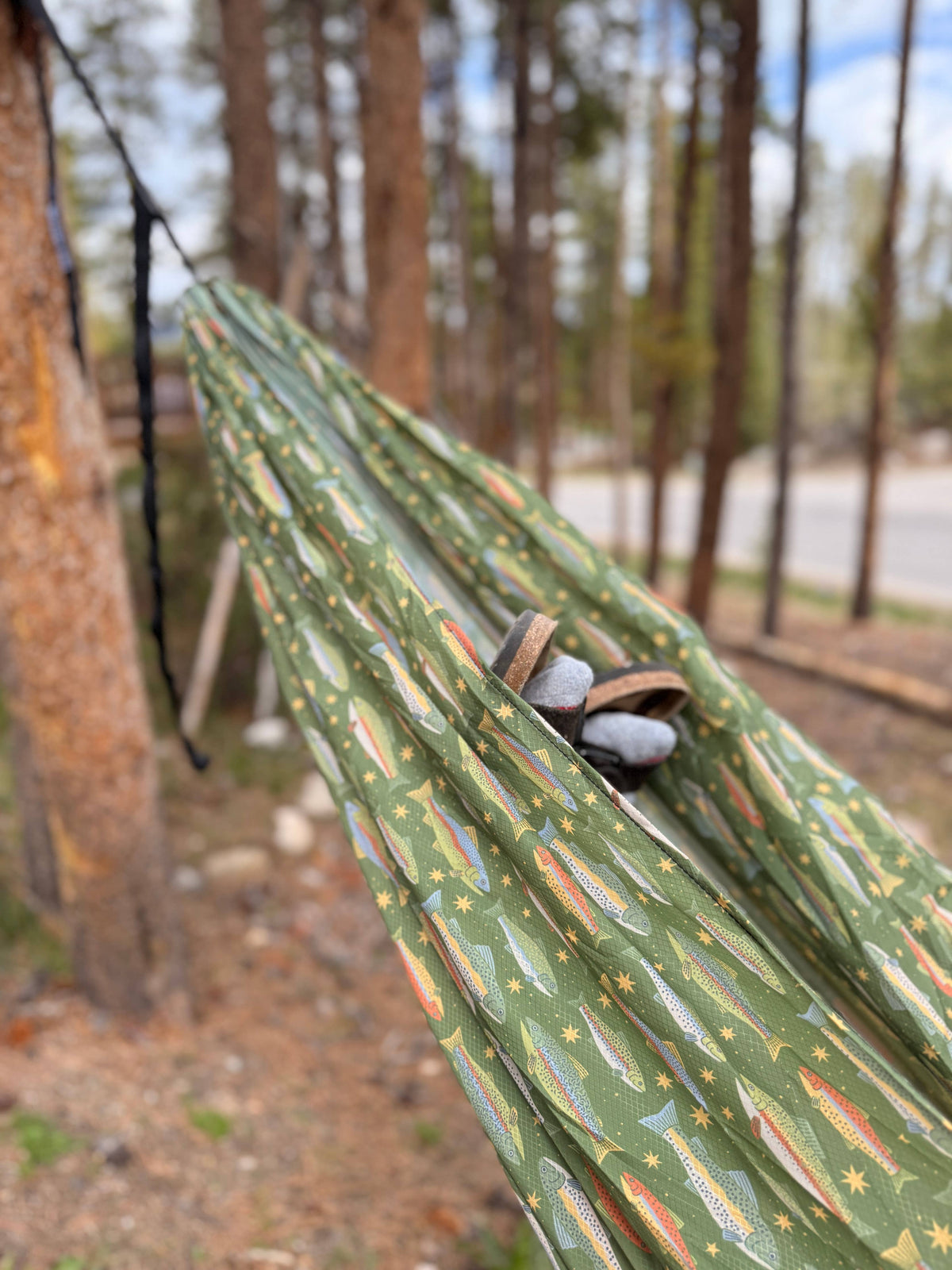 Trek Light - Double Hammock | Trout Print | Hanging Kit Sold Separate