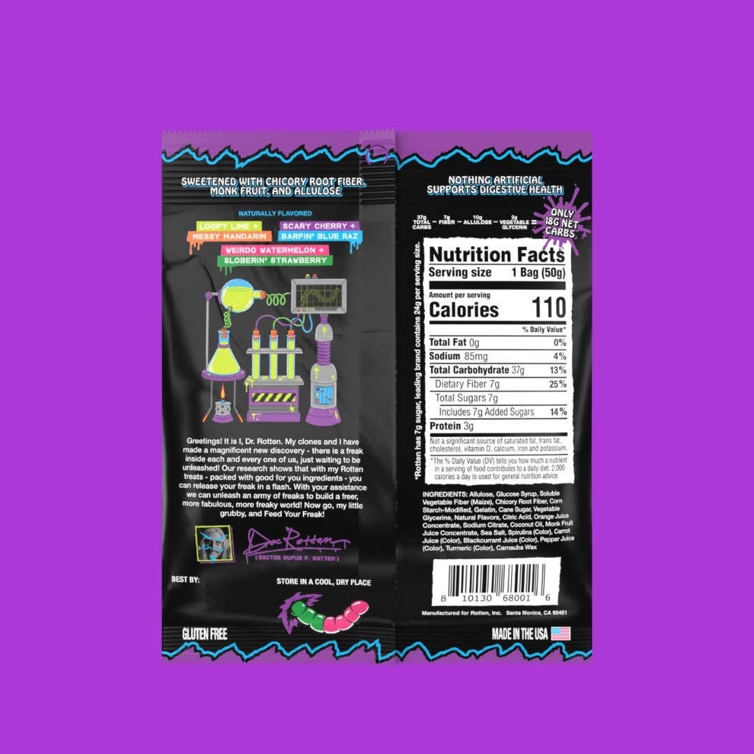 Rotten Candy - Original Gummy Worms Candy: GF, Prebiotics, Low Sugar-Goodwynn'sGoodwynn's