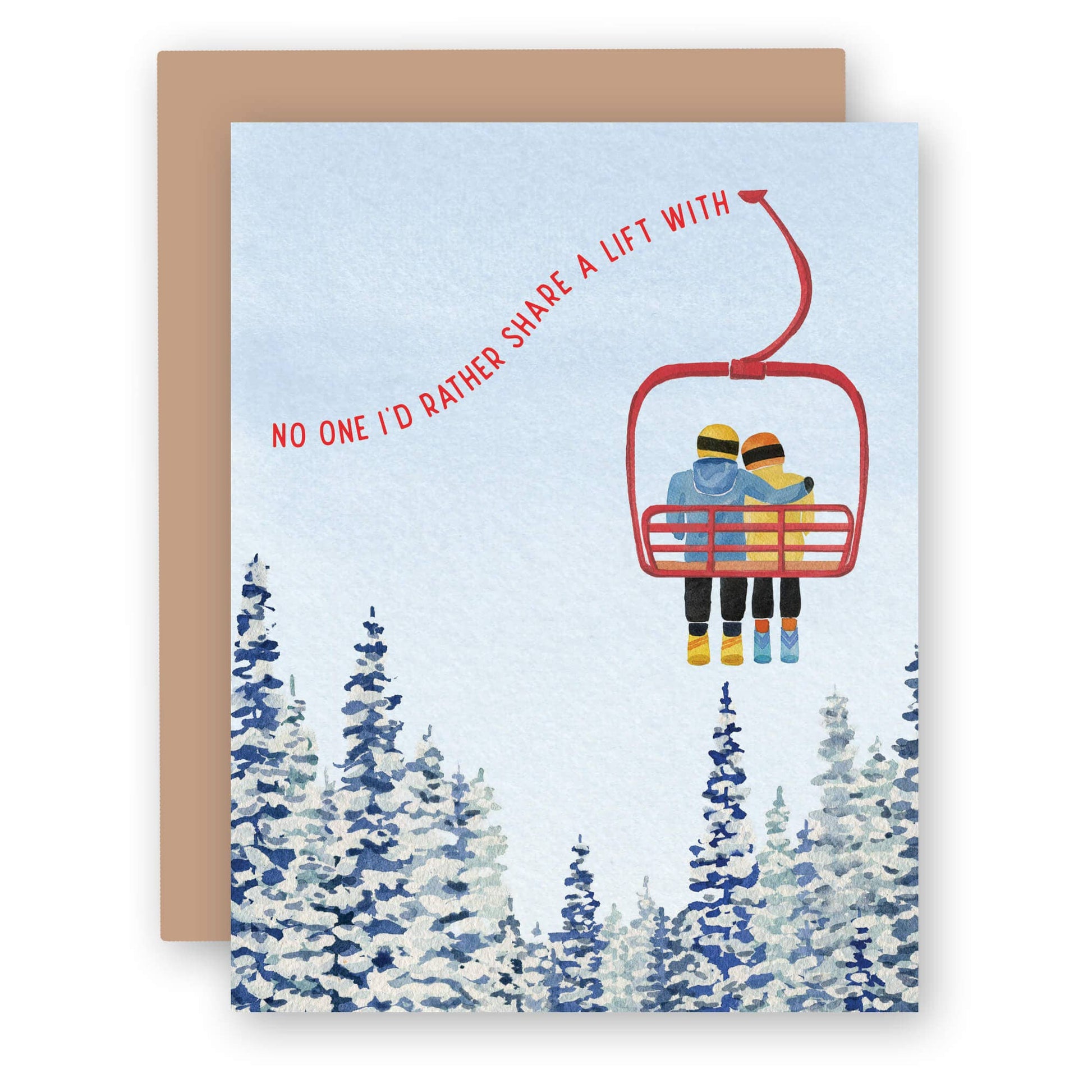 Watercolor Wednesday | Adventure Art & Stationery - Chairlift Love | Love, Valentine's Day Greeting Card-Goodwynn'sGoodwynn's