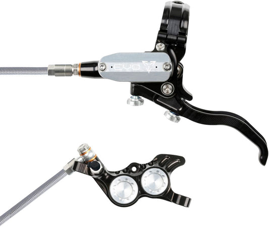 Hope EVO GR4 Disc Brake Lever Set - Left Hand Post Mount 4-Piston Braided Hydraulic Hose BLK/Silver-Goodwynn's