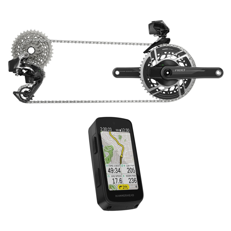 SRAM Red eTap AXS Road Groupset - 2x12-Speed HRD Shift/Brake Levers FM Calipers CL Rotors Chain F/R Derailleurs Hammerhead Karoo E1-Goodwynn'sGoodwynn's