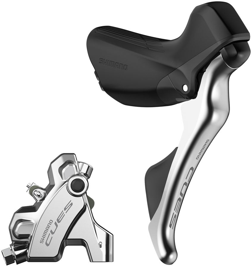 Shimano CUES ST-U6030 Shift/Brake Lever BR-U6030 Hyd Disc Brake Caliper - Right/Rear 10/11-Spd Flat Mount For 25mm Mount Silver-Goodwynn'sGoodwynn's