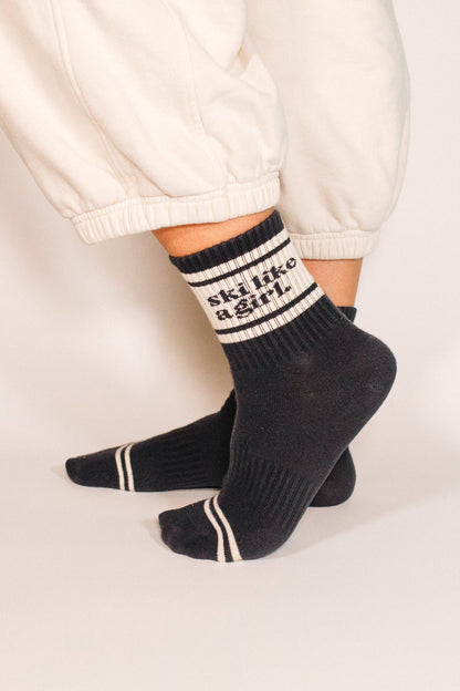Ski Like a Girl - Ski Like a Girl Socks – Black