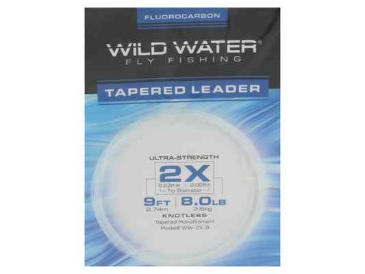 Wild Water Fly Fishing Fluorocarbon Leader 2X, 9', 3 Pack-Goodwynn's