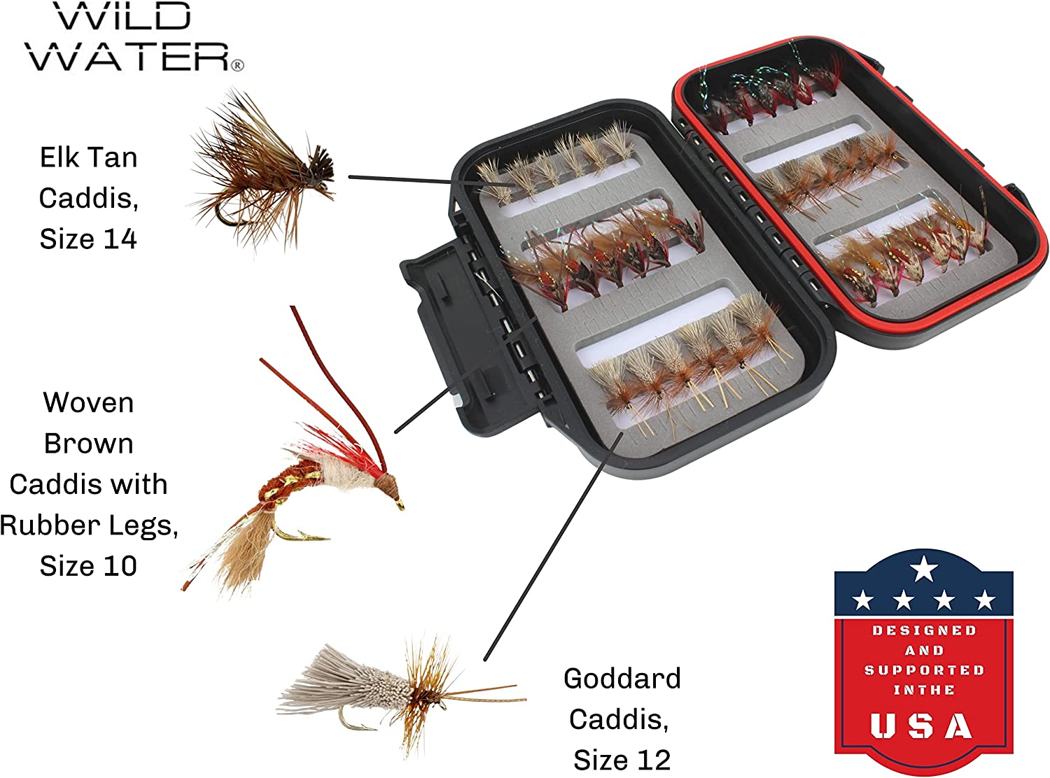 Wild Water Caddis Fly Assortment, 36 Flies with Small Fly Box-Goodwynn'sGoodwynn's