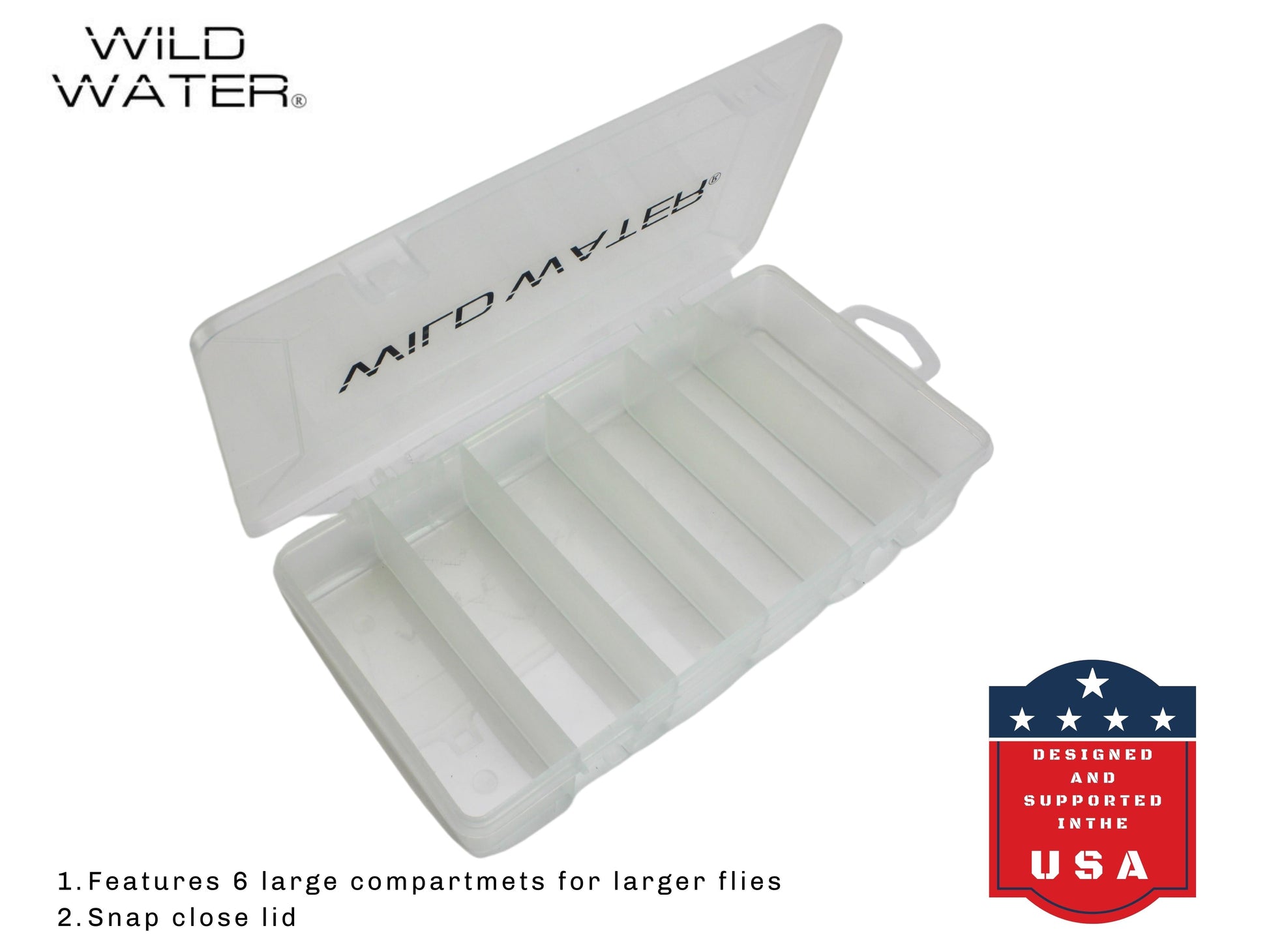 Wild Water Fly Fishing Large 6 Section Clear Fly Box-Goodwynn'sGoodwynn's