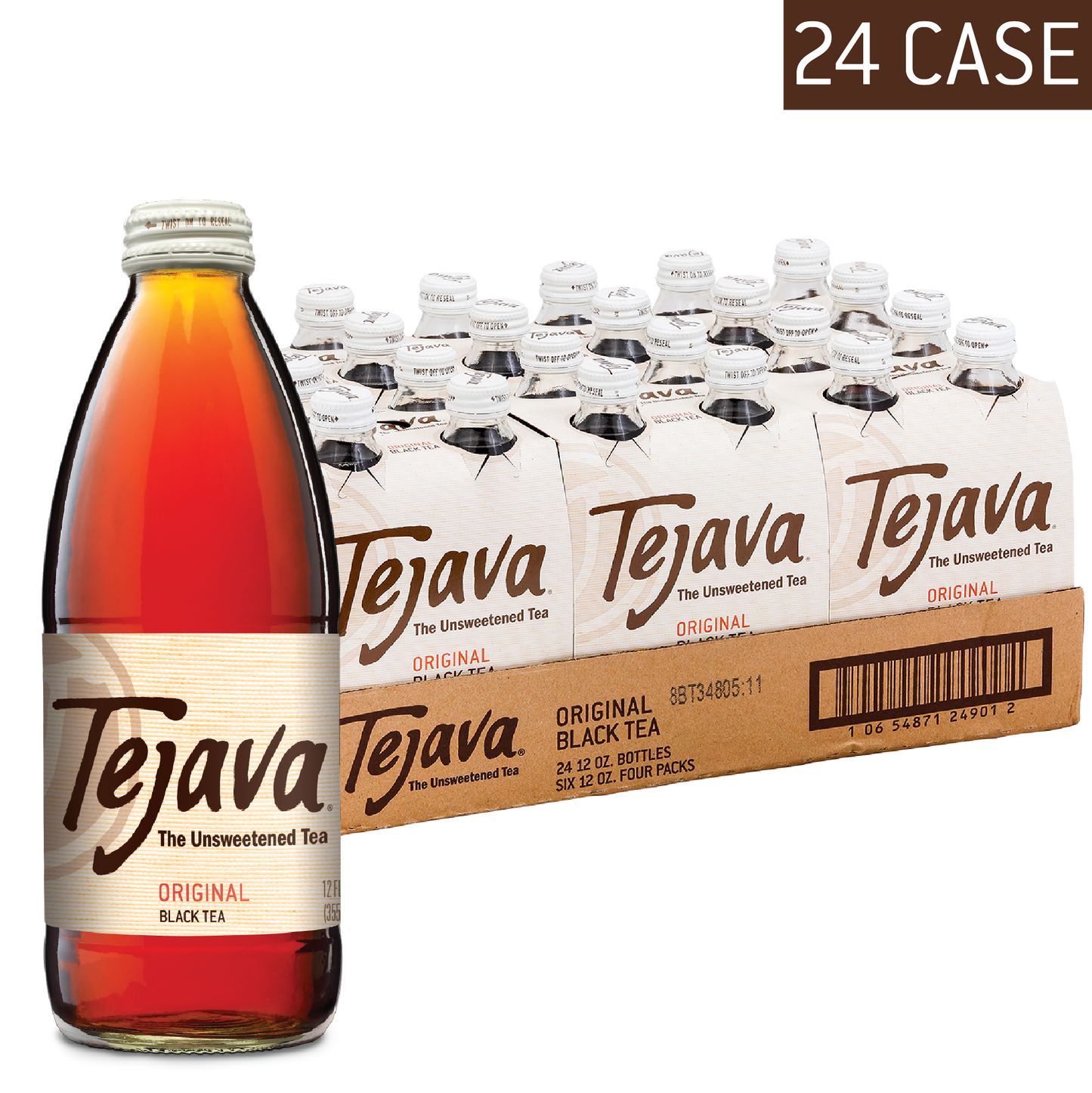 Crystal Geyser Water Company - Tejava Original Black Tea - 12oz 24 pack Glass Bottles