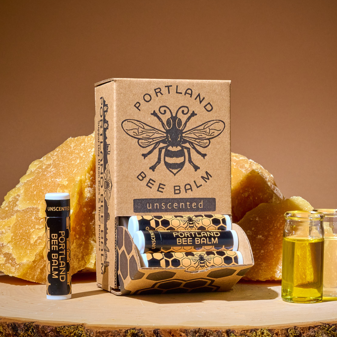 Portland Bee Balm - Unscented Beeswax Lip Balm Display – 24-Count