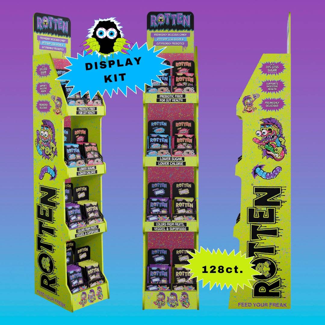 Rotten Candy - Gummy Worms & Cruncheez Candy Display: GF, Low Sugar