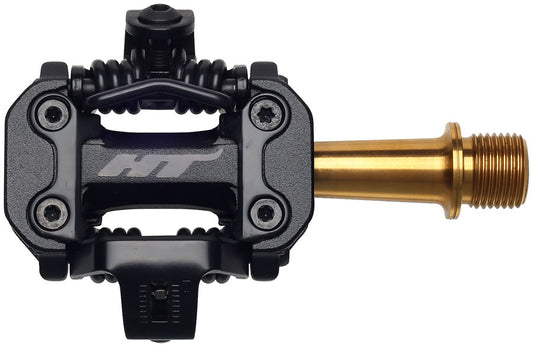 HT Components M2T Pedals - Dual Sided Clipless Aluminum 9/16" Black/Gold-Goodwynn's