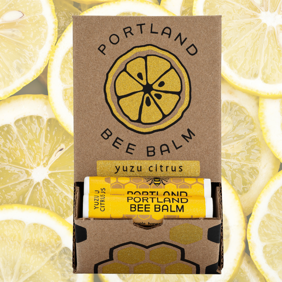 Portland Bee Balm - Yuzu Citrus Beeswax Lip Balm Display – 24-Count