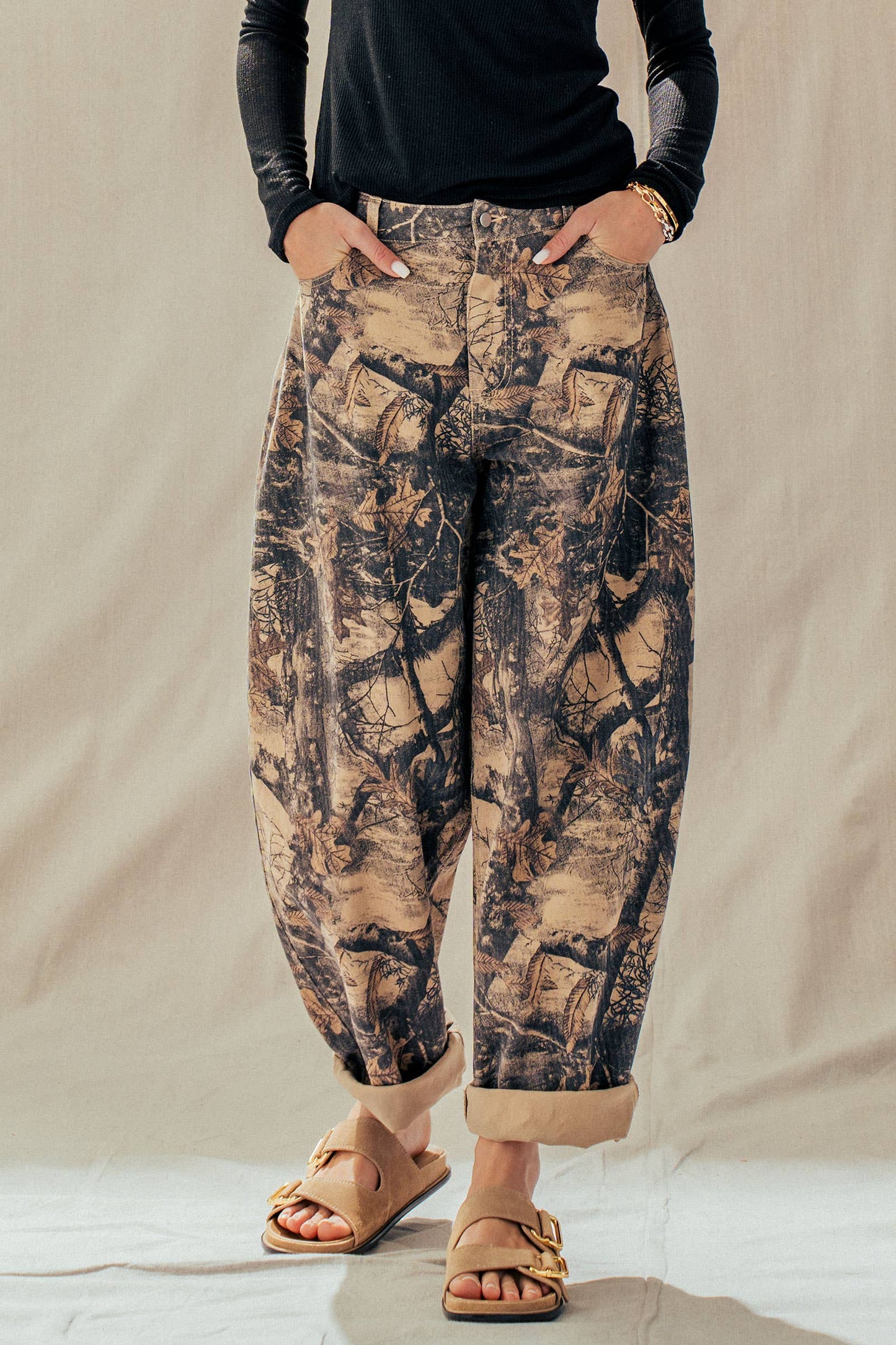 Urban Daizy - Camo Print Cotton Balloon Pants