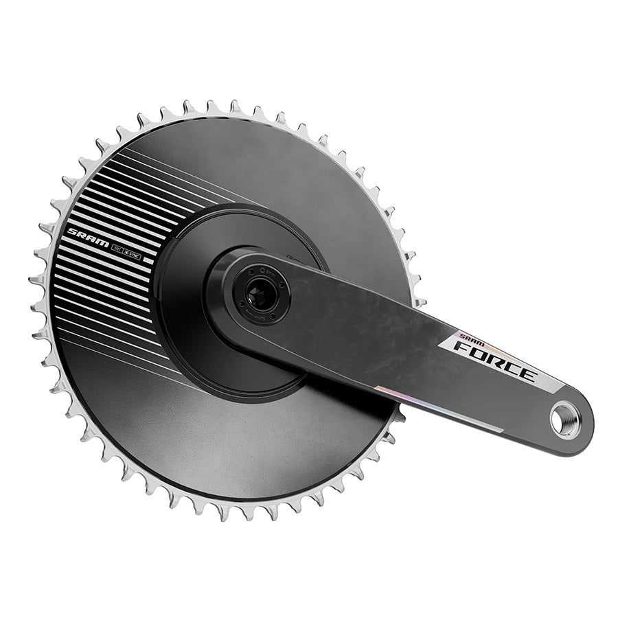 SRAM Force 1x Aero E1 Crankset Speed: 12/13 Spindle: 28.99mm BCD: Direct Mount SRAM 8 Bolt 50 DUB 165mm Black Road