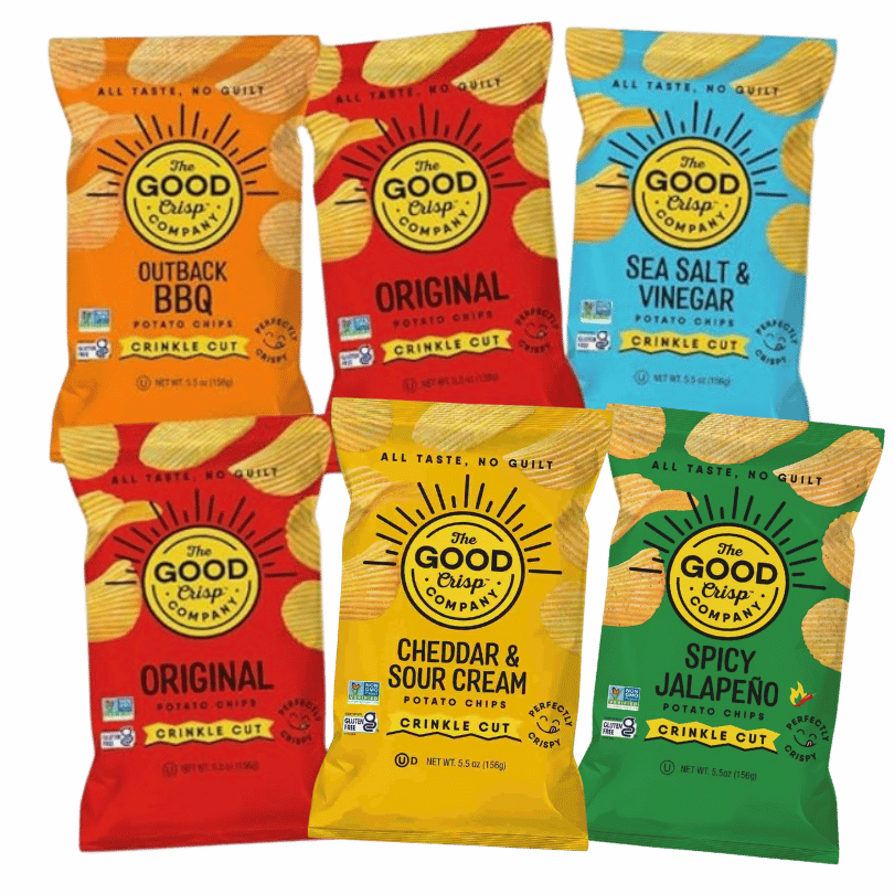 The Good Crisp Company - Crinkle Cut Chips Variety Pack (Pack of 6 Bags)