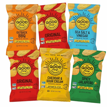 The Good Crisp Company - Crinkle Cut Chips Variety Pack (Pack of 6 Bags)
