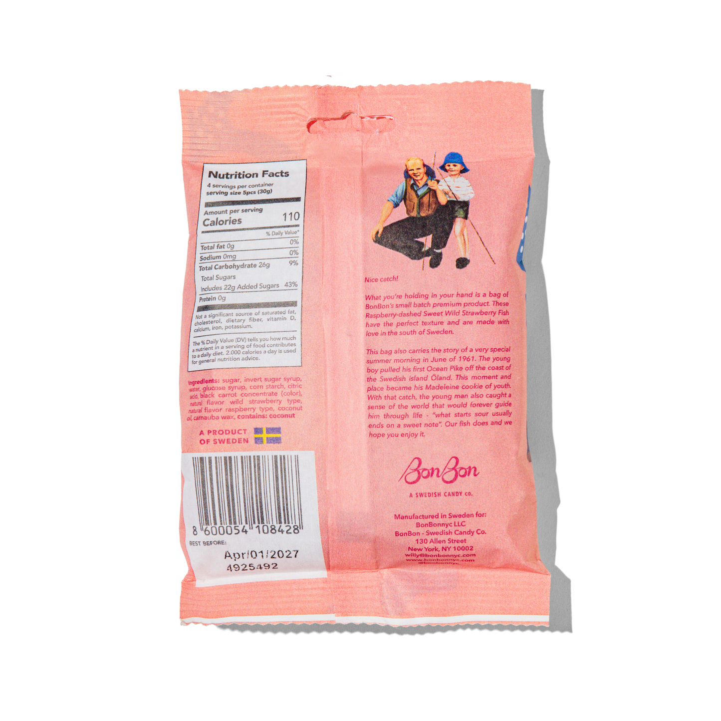 BonBon - A Swedish Candy Co - Sweet Wild Strawberry Fish - Swedish Candy 5.2oz (150g)